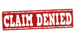 Claim denied grunge rubber stamp on white background, vector illustration