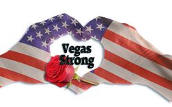 Las Vegas Strong with hand in heart shape.