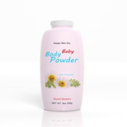 3D Baby Powder plastic bottle isolated on white background