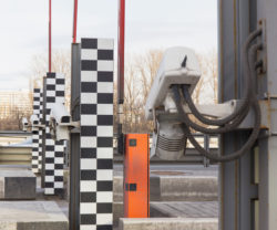 the highway toll booth closeup