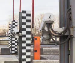 the highway toll booth closeup
