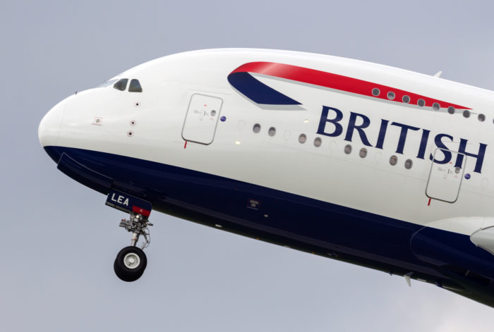 Second ever build British Airways Airbus A380 still with french manufacturer reg. F-WWSG climbing out of the airbus plant at hamburg finkenwerder