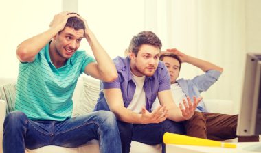 Samsung plasma TV disappointed men watching television