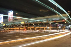 toll road violation fines toll booth at night