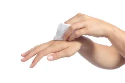Charmin Flushable Wipes wiping hands