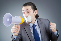 man trying to speak in Allergan whistleblower lawsuit