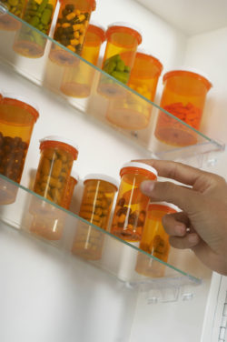 medicine cabinet with Tasigna and other pills