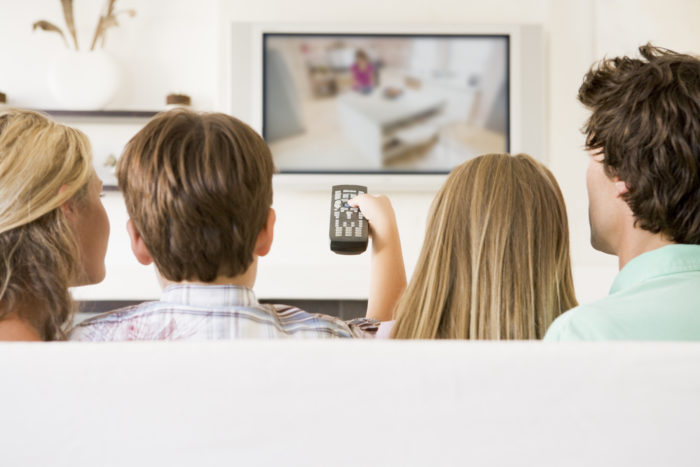 family watching shows on vizio televsion