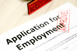 Employment application with stamp