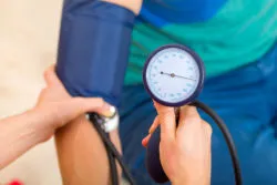 Close-up of blood pressure being measured