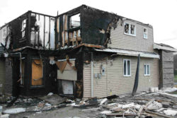 House burned from fire damage