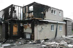 House burned from fire damage