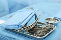 Medical instruments in surgery room.