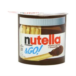 nutella hazelnut spread and breadsticks in a "to go" package