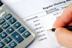 person checking bank statement