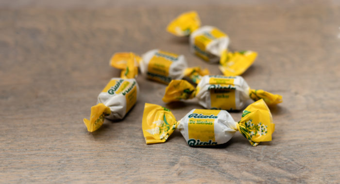 ricola cough drops, throat drops in a pile