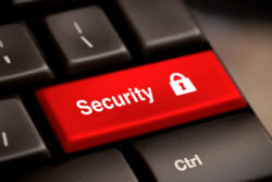 Red security button on a keyboard