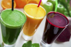 Three glasses of fresh juice