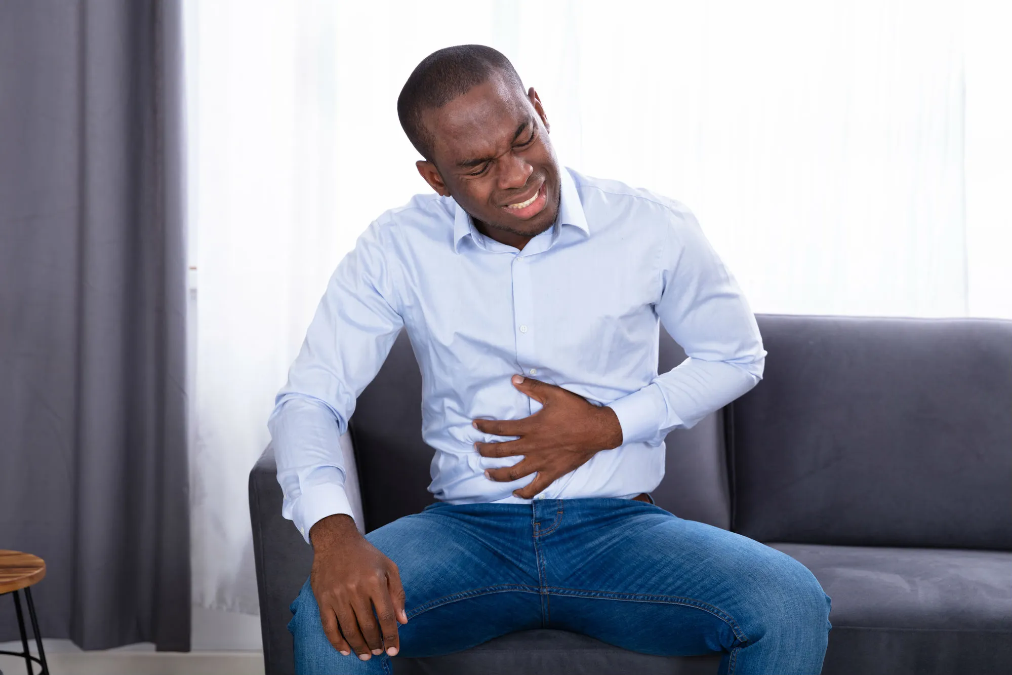 Man with stomach pain