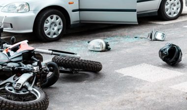 Motorcycle and automobile accident