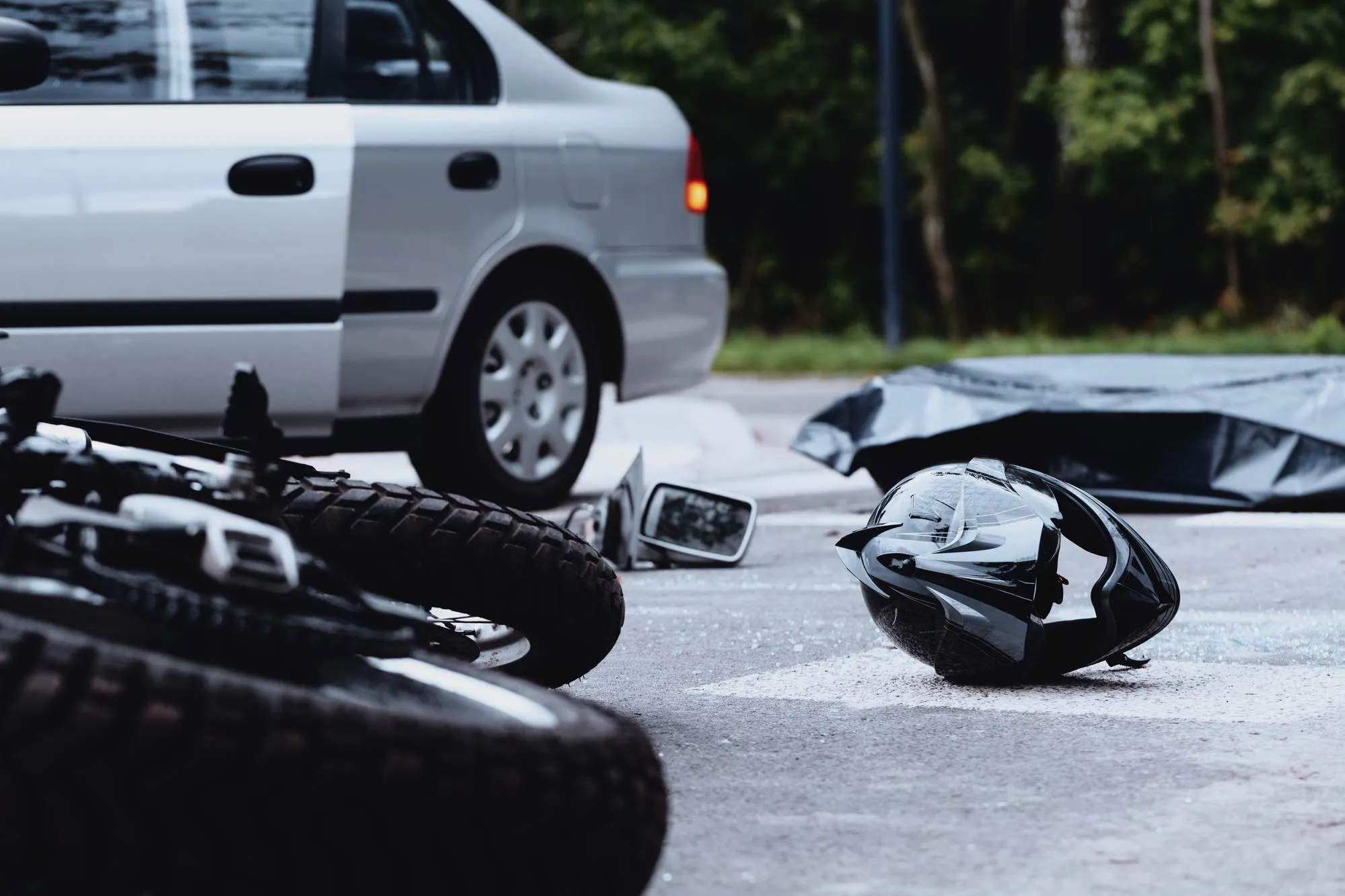 Motorcycle helmet on street