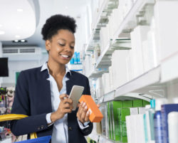 A woman shops in a drugstore.