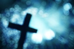 Abstract cross on blue