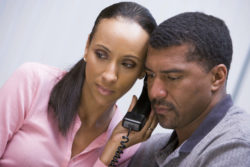 Couple getting a phone call