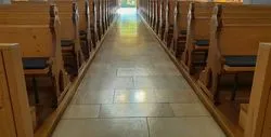 Empty church pews