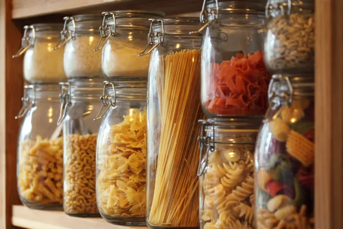 food storage jars purchased at The Container Store