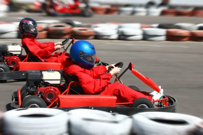 Two racers in a go-kart race