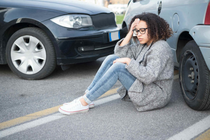 Injured woman after car accident making a claim under Consumers