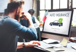 Man buying car insurance online