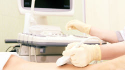 Medical examination of leg.