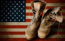 Army boots on flag