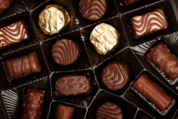 A close-up of a box of chocolates