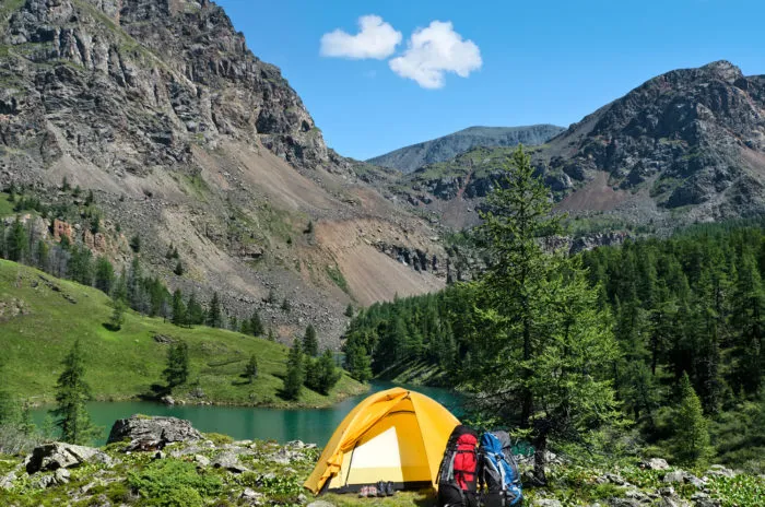 REI camping gear near mountain