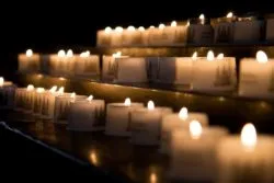 Candles lit in church