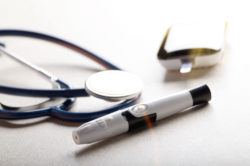Diabetes testing items and stethescope