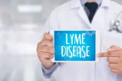 Lyme disease sign with doctor
