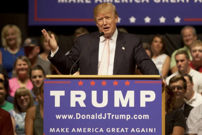 president trump giving speech during election