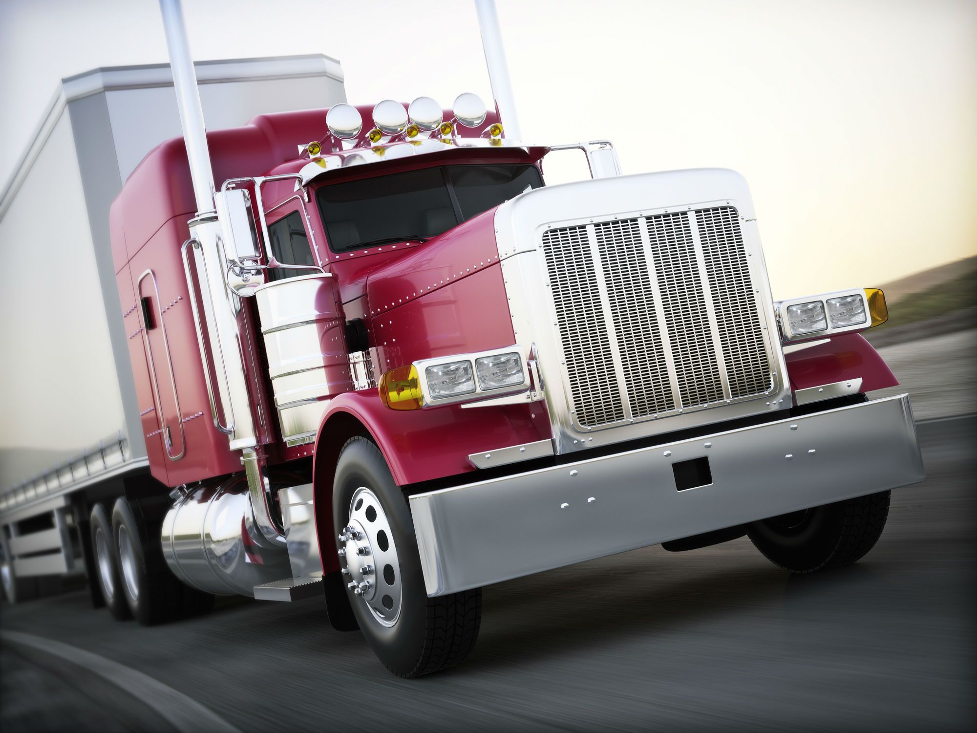 A front view of a semi truck