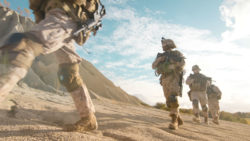 Soldiers on patrol in the desert