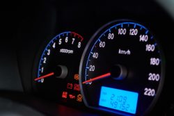 Speedometer against black