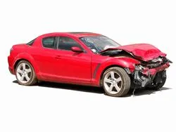 Totaled red car