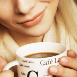 woman drinking grove square coffee