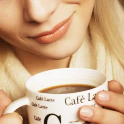 woman drinking grove square coffee