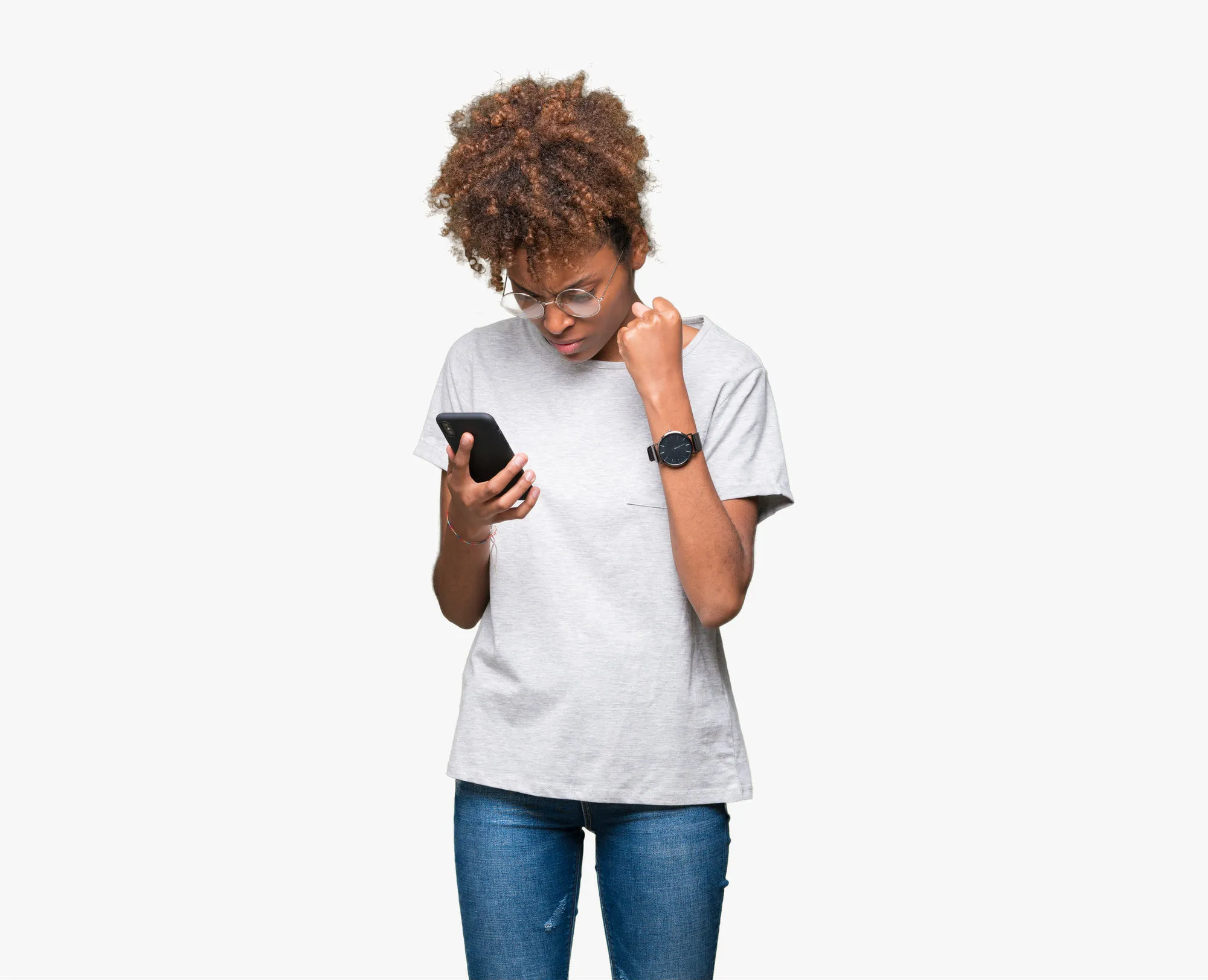 Woman looking at smart phone