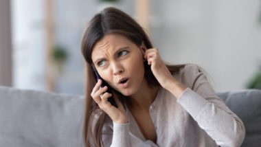 Annoyed woman on phone