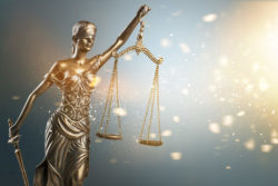 Close up of justice statue